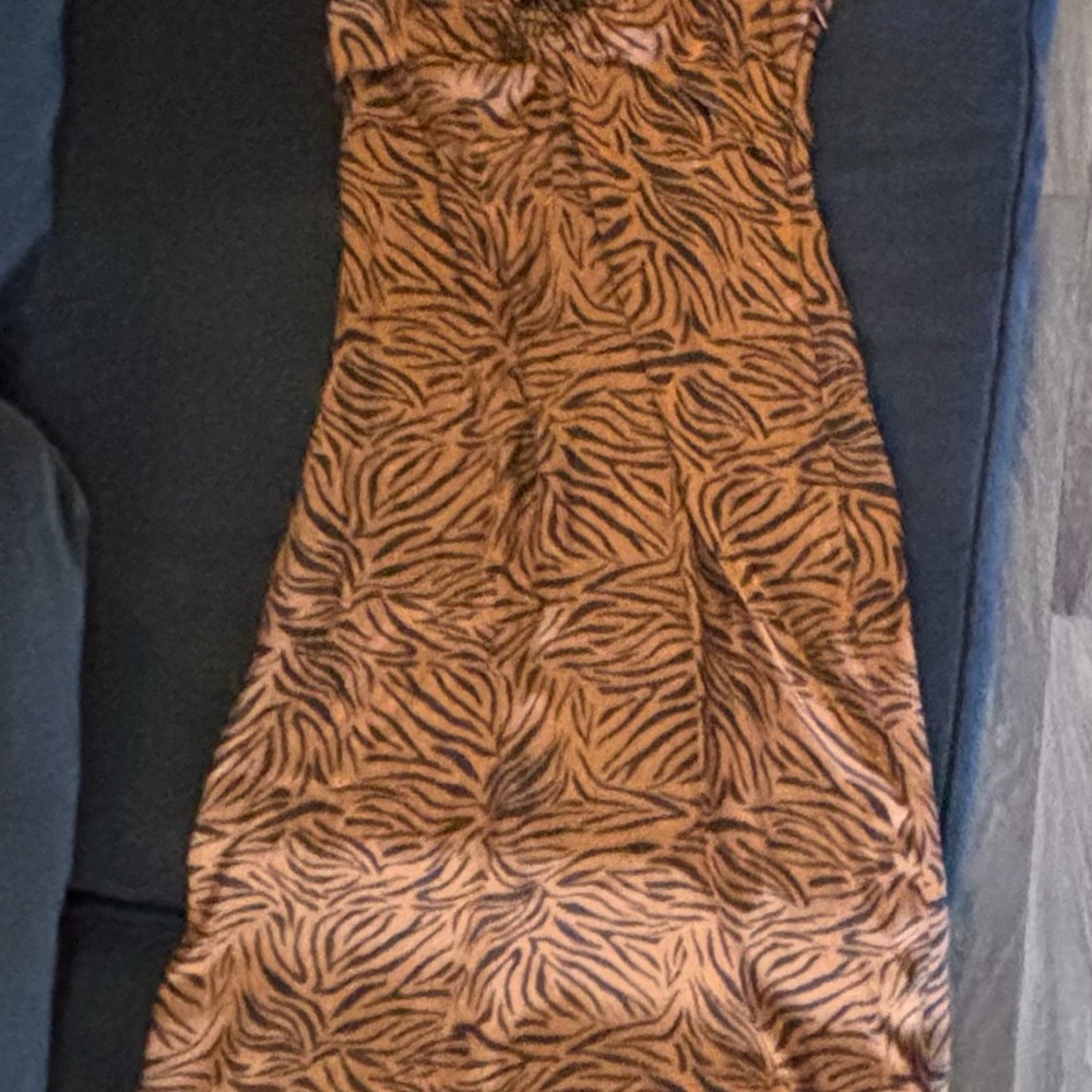 Zara Brown and Black Patterned Dress